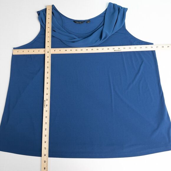 Susan Graver Everyday Liquid Knit Sleeveless Top Two Way Cowl Womens 4X Blue - Picture 4 of 13